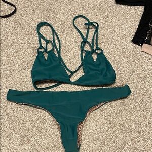 2Pc Acacia KEKAHA Swimsuit Bikini Seaweed Green Sz S/L